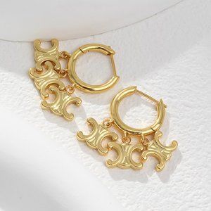 Designer Style Gold Hoop Dangle Earrings NWOT